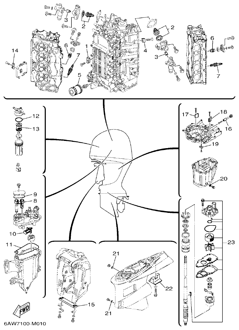 Yamaha F350AET, FL350AET SCHEDULED SERVICE PARTS parts diagram